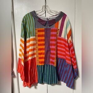 LINENTODAY Colorful Striped Women's Tunic